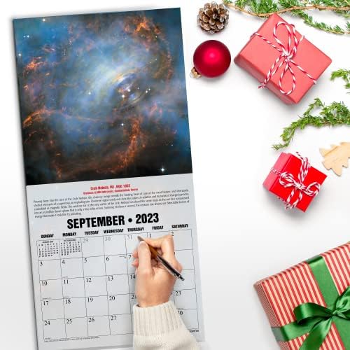PIROS PARÁZS Hubble Teleszkóp 2023 függeszthető kivitel Havi Fali Naptár | 12 x 24 Nyitva | Vastag & Erős