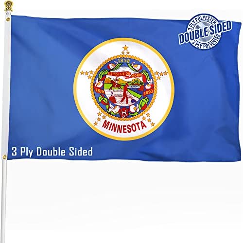 XIFAN Kétoldalas Minnesotai Állami Zászló 3x5 ft, nagy teherbírású 3 Rétegű, Tartós Poliészter, MN Zászló