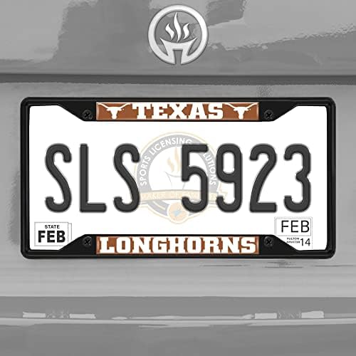 FANMATS 31284 Texas Longhorns Fém Rendszámtábla Keret, Fekete Kivitelben