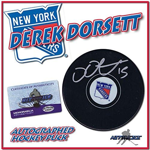 DEREK DORSETT Aláírt NEW YORK RANGERS Jégkorong w/COA *ÚJ* 4 - Dedikált NHL Korong