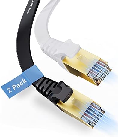 Cat6 Ethernet Kábel Lapos szerelvény 25 (Fekete-Fehér) (a Cat5e Áron, de Magasabb Sávszélesség) Internet