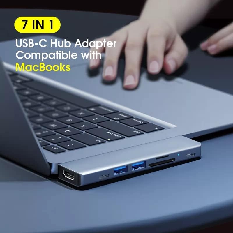 onggiabagia Slim USB-C Hub Adapter MacBook Pro Air 7 1 Többportos USB-C Tartozékok 2 3.0, TF/SD Kártya