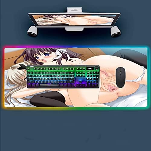 Egérpadok Anime Lány Szexi RGB Mousepad LED Háttérvilágítású, Csúszásmentes Matrac XXL Egér Pad Gamer