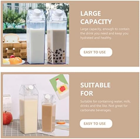 Angoily 3PCS Tiszta tejesdoboz Víz, Üveg, Műanyag Tejes Üveg Üres BPA Mentes Hordozható tejesdoboz Alakú