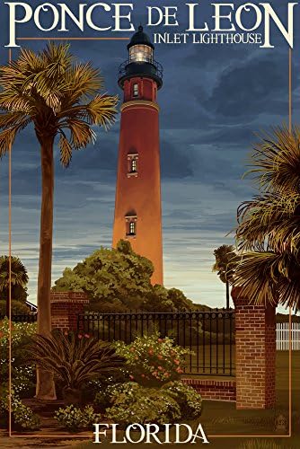 Lámpás Nyomja meg Ponce De Leon Inlet Világítótorony, Florida, Alkonyat Jelenet (15oz Fekete Kerámia Kávés