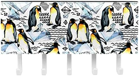 5 Horog fogas Fali Akvarell Pingvin Gyémánt Mintás Sapka Törölköző Pot össze Tároló Rekesz Ruhatár Fürdőszoba