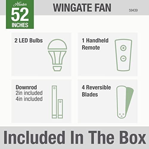 Vadász Rajongó Társaság, 59439, 52 hüvelyk Wingate matt Nikkel Mennyezeti Ventilátor LED-es Fény Szett,