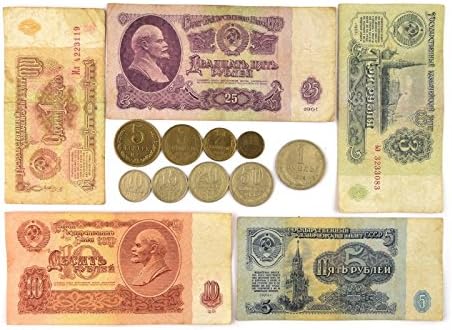 SZOVJETUNIÓ Teljes Készlet: 9-Es Szovjet-orosz Érmék KOPEJKA + 5 Rubel BANKJEGYEK 1961 Gyűjtemény