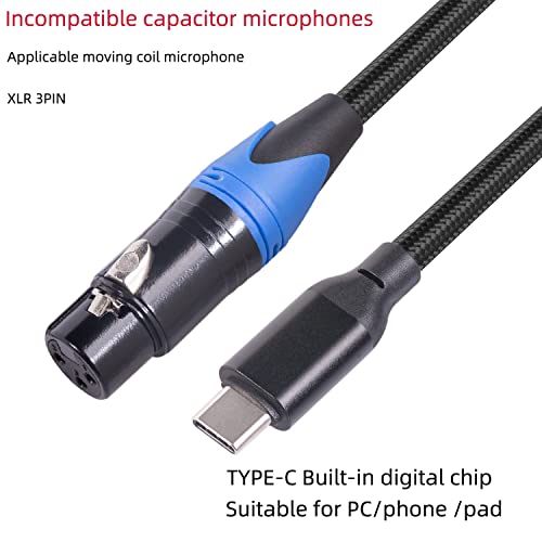 REXUS USB-C a Férfi-XLR Női Mikrofon Kábel 16 FT, C-Típusú XLR Sztereó Audio Kábel Link Átalakító Kábel,