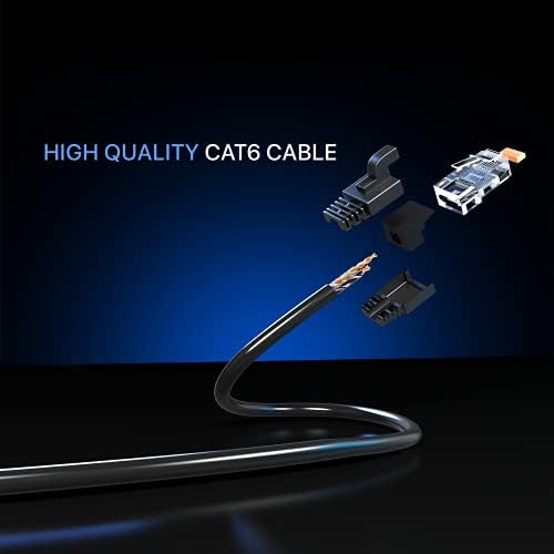 Maximm Ethernet Kábel 200 ft CAT6 nagysebességű Internet Hálózati LAN-Kábel Kábel Kültéri, Vízálló (Fekete)