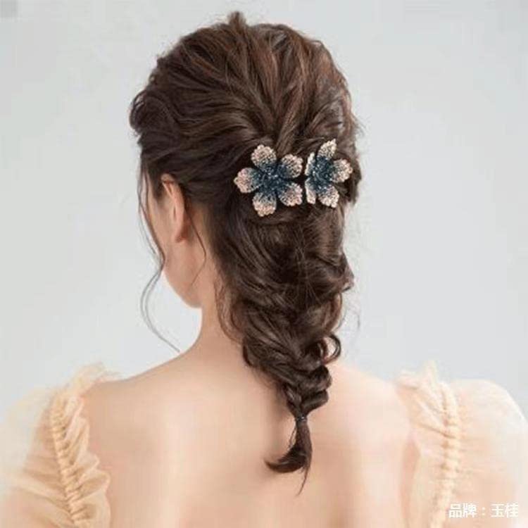 5 Db Dupla Virág Strasszos Haj Klipek divatos, dekoratív hajcsat haj kiegészítők nők kristály haj hajcsat