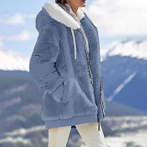 FOVIGUO Női Téli Kabát Plus Size, Fél Hosszú Ujjú Pulóver Hölgy Kapucnis Téli Klasszikus, Lágy, V Nyakú