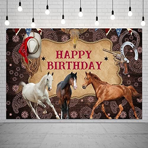 Boldog Születésnapot Ló Hátteret Fotózás vadnyugati Cowboy Parti Dekoráció Kép Háttér Farm Nyugati Téma