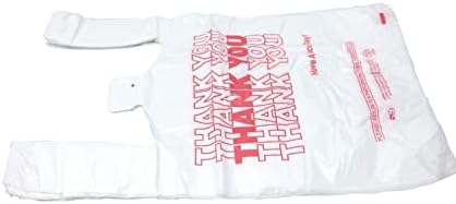 Fehér Köszönöm, HDPE T-Shirt Táskák - 1/8 BBL 10X5X18 - 1000 Zsák - 13 mikron - Fehér