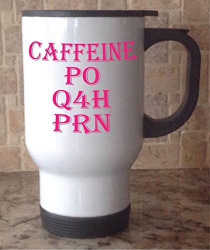 Utazási Kávé, Tea Bögre Rozsdamentes Acél Koffein PO Q4H PRN Nővér Kapható Rózsaszín Nagy Ajándék Új