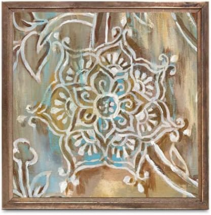 Henna III Kék, Joyride lakberendezés, JoyRide Otthon Dekor Keretes Fa Emléktábla, 11.25x11.25 Művész Célja,