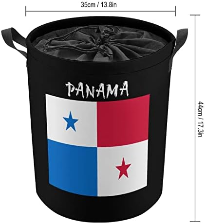 Zászló Panama Szennyes Kosár fogantyúval Vízálló, Összehajtható Húzózsinórral Kerek Ruhát Akadályozza