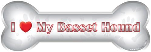 iLeesh Szeretem A Basset Hound Csont Autó Mágnes, Fényvisszaverő Chrome