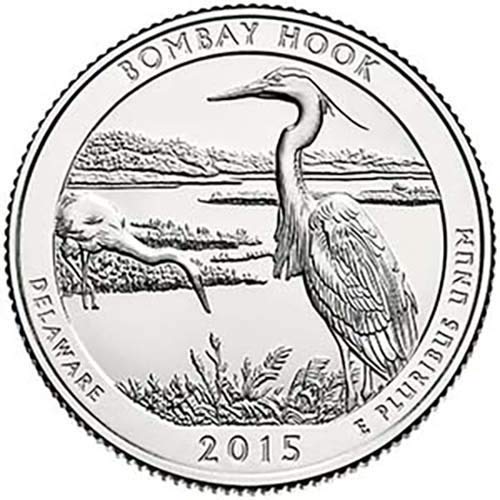 2015 P BU Bombay-Hook Delaware-i Nemzeti Park NP Negyed Választás Uncirculated MINKET Menta