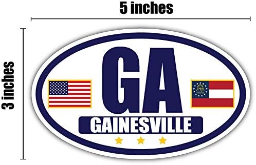 Zászló Georgia/Amerikai Zászló Ovális 3M Vinyl Matrica Matrica | Navy & Arany Gainesville, GA Matrica