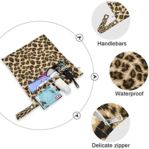 DJYQBFA Leopard Nyomtatási Állat Téma Nedves, Száraz Zsákok 2db Vízálló Nedves Újrafelhasználható Táska