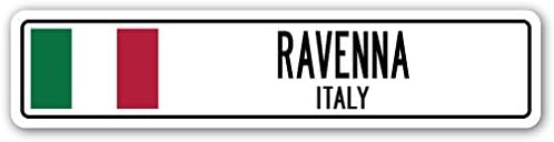 Ravenna, Italy Utcában Jel Olasz Lobogó Szerinti Város, Ország Út Fal Ajándék