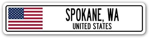 Spokane, WA, amerikai Egyesült Államok utcatábla Amerikai Zászló Ország Ajándék