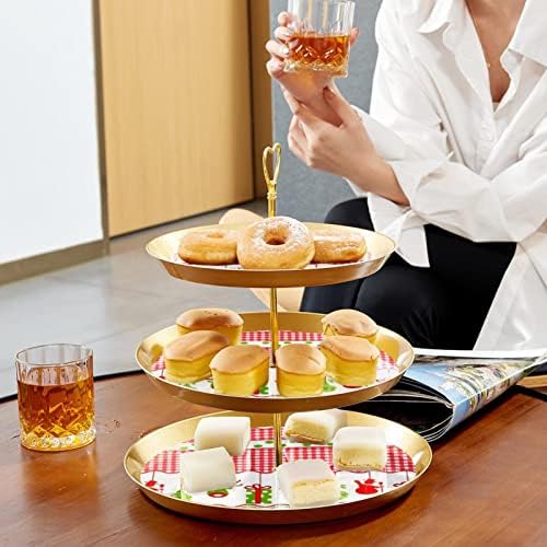 Karácsonyi Elem Cupcake tartó Tészta, 3 Rétegű Műanyag Arany Torta Állvány Desszertet, Cupcake Fa Torony
