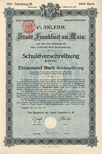 Anleihe der Stadt Frankfurt am Main - 500 vagy 1000 Márka Bond
