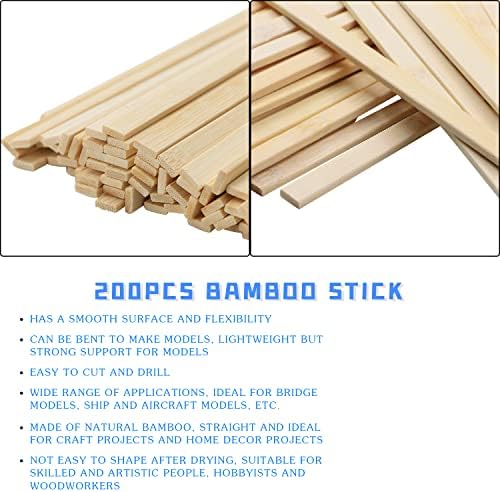 Fansunta 200 Darab Fából készült Kézműves Botok, Extra Hosszú Rúd, Bambusz Rúd, Erős Természetes Bambusz
