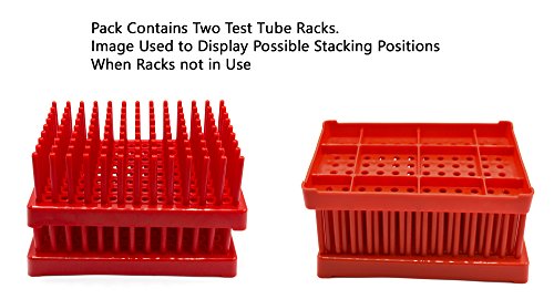(Csomag 2), Piros Műanyag kémcső Peg Szárító Állvány Tartja 96 13mm Kémcsövek - Labs Eisco