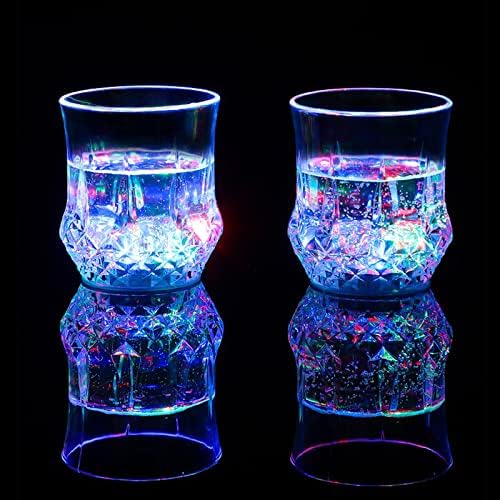 2 Csomag Vaku Fel Csésze Folyadék Aktív Többszínű LED Szemüveg Szórakoztató Fényt Iszik, feles pohár,Izzó
