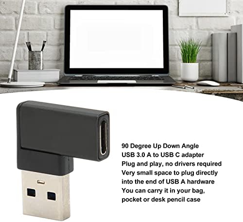 Jopwkuin derékszögű USB-USB C Adapter Csatlakozó Kis 90 Fokos USB3.0 Egy USB-C Adapter Fekete Plug and