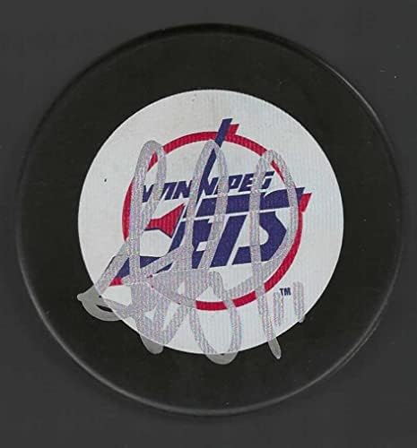 Scott Arniel Aláírt Winnipeg Jets Évjárat 1990-es Logó Puck - Dedikált NHL Korong