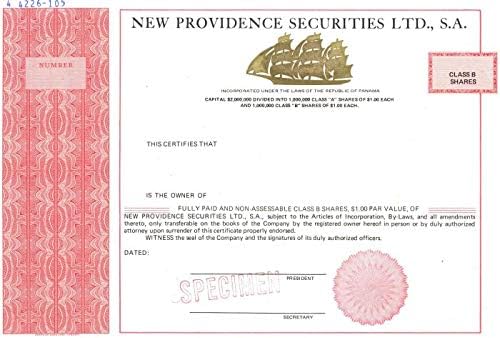 New Providence Értékpapír Zrt, S. A. - Raktáron Bizonyítvány