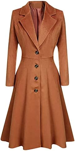 5665 Női Plus Size Borsó Kabát, Hosszú Hinta egyszínű Tunika hosszú Kabát Divat Hajtóka Gyapjú Outwear