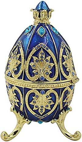 Hophen Húsvéti Fabergé Tojás Csecsebecsét Doboz, Kézzel Festett, Dekoratív Kristály Csuklós Ékszer Gyűrű