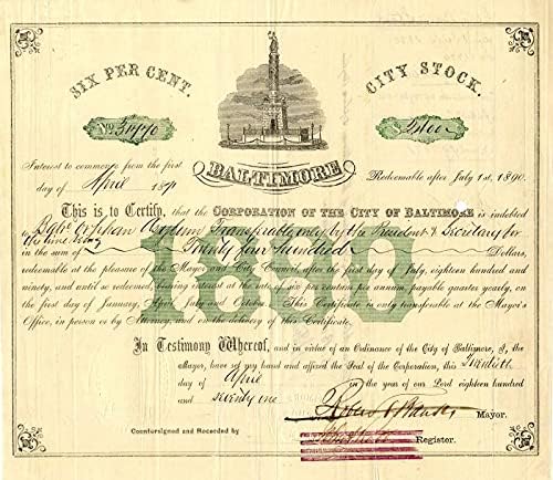 Corporation a Város, Baltimore - - 2400 Dollár Kötvény