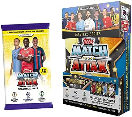 2022-23 Topps Match Attax Bajnokok Ligája Kártyák - Wonderkids Mega Tin + Bónusz Csomag (82 Kártyák +