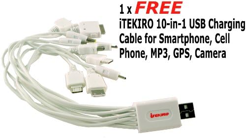 iTEKIRO Fali DC Autó Akkumulátor Töltő Készlet Panasonic Lumix DMC-FZ5GK + iTEKIRO 10-in-1 USB Töltő Kábel
