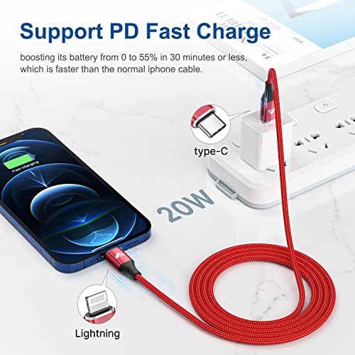 Aiminu 2 Csomag 1ft USB-C-iPhone Kábel + 2Pack 3ft USB-C-Lightning Kábel Kompatibilis az iPhone 13 12