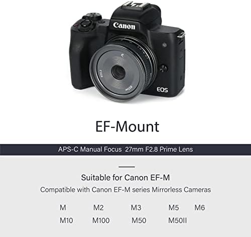 AstrHori 27mm F2.8 II Nagy fényerejű Objektív APS-C, Manuális Objektív Kompatibilis Canon EF-M Mount tükör