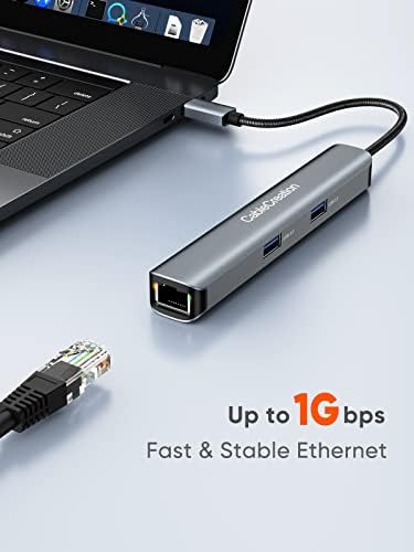 USB-C Hub Többportos Adapter, CableCreation 6-in-1 USB-C Hub 4K-60HZ HDMI, USB C-Adat Port, 1 gbps Ethernet,