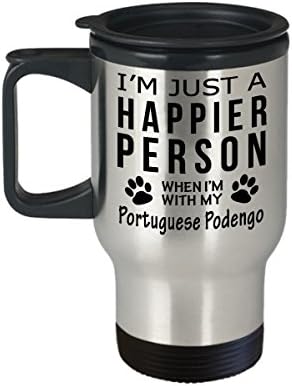 Kutya Szerető Utazási Bögre - Boldogabb Ember A Portugál Podengo -Kisállat-Tulajdonos Mentő Ajándékok