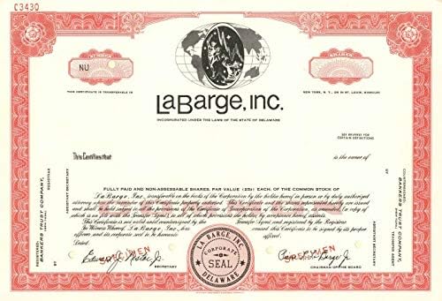 LaBarge, Inc. - Raktáron Bizonyítvány