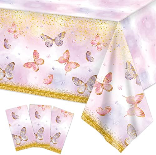 3Pcs Pillangó Abrosz, Tavaszi Pillangó Szülinapi Abrosz Műanyag Eldobható Pillangó Fél Tablecovers Lányoknak