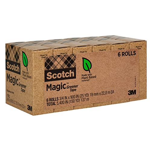 Scotch Magic Zöldebb Szalag, 6 Zsemle, Számos Alkalmazások, Láthatatlan, tervezés, Javítás, 3/4 x 900