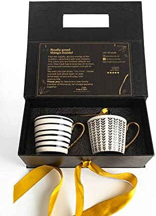 Monarca Kávés Bögre, Kanál Kerámia Készlet 2 12 oz. Elegáns Esküvői Ajándék Doboz, Tea/Kakaó Csésze, Porcelán