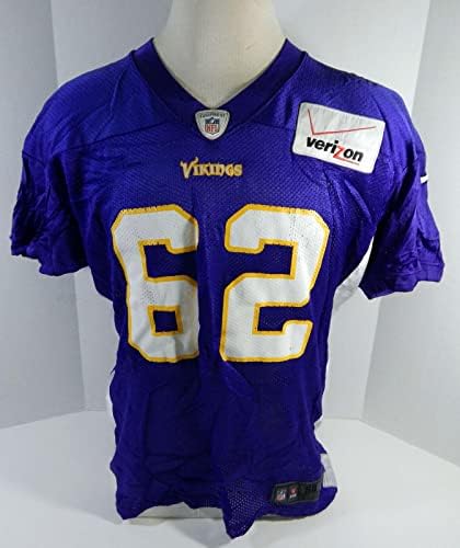 2012 Minnesota Vikings 62 Játék Kiadott Lila Gyakorlat Jersey 56 DP20336 - Aláíratlan NFL Játék Használt