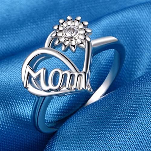 2023 Virág, Napraforgó Szív Gyűrű Szerelem Anya Gyűrűk Nők Kreatív Szerelem Anya Napraforgó Daisy Ezüst